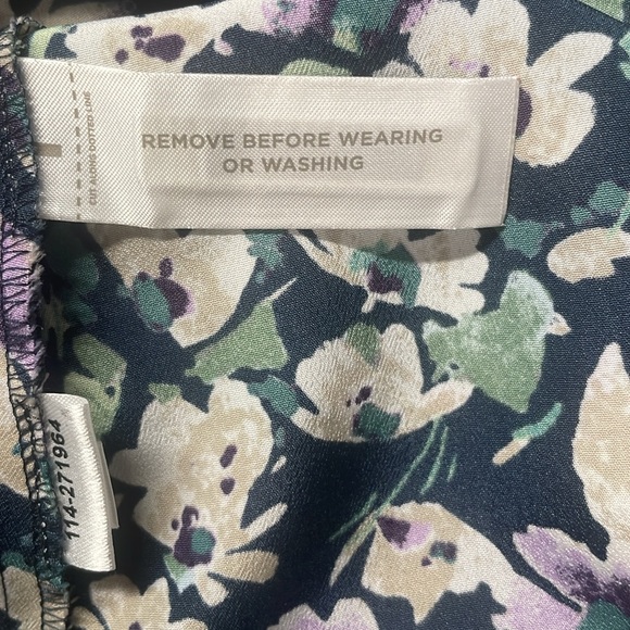 And Taylor loft top floral violets ruffle sleeveless button-down blouse navy - Picture 7 of 9